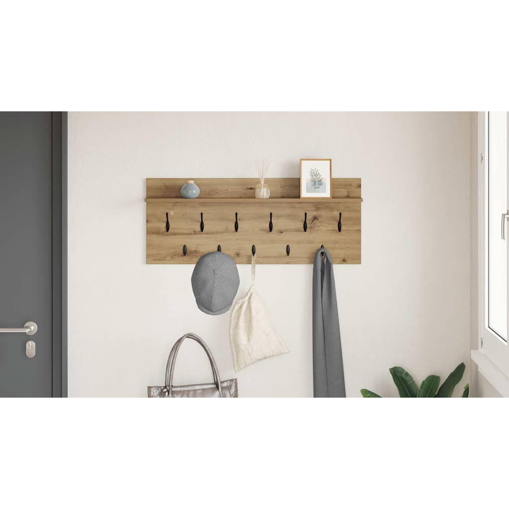 Wall-Mounted Coat Rack with Shelf Artisan Oak 100 x 40 x 12 cm