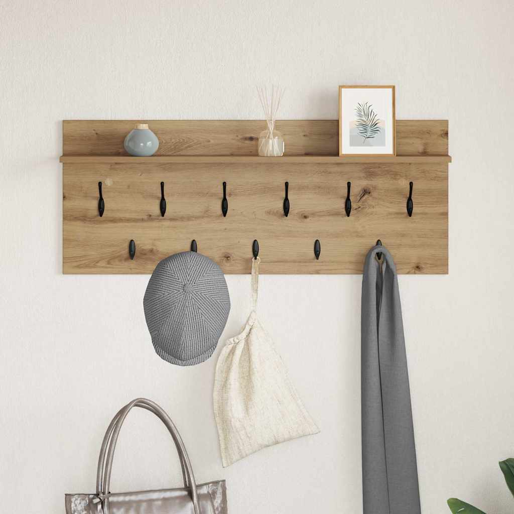 Wall-Mounted Coat Rack with Shelf Artisan Oak 100 x 40 x 12 cm