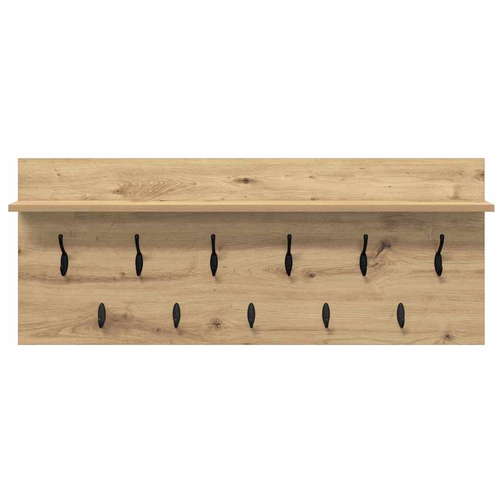Wall-Mounted Coat Rack with Shelf Artisan Oak 100 x 40 x 12 cm