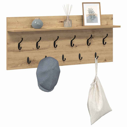 Wall-Mounted Coat Rack with Shelf Artisan Oak 100 x 40 x 12 cm