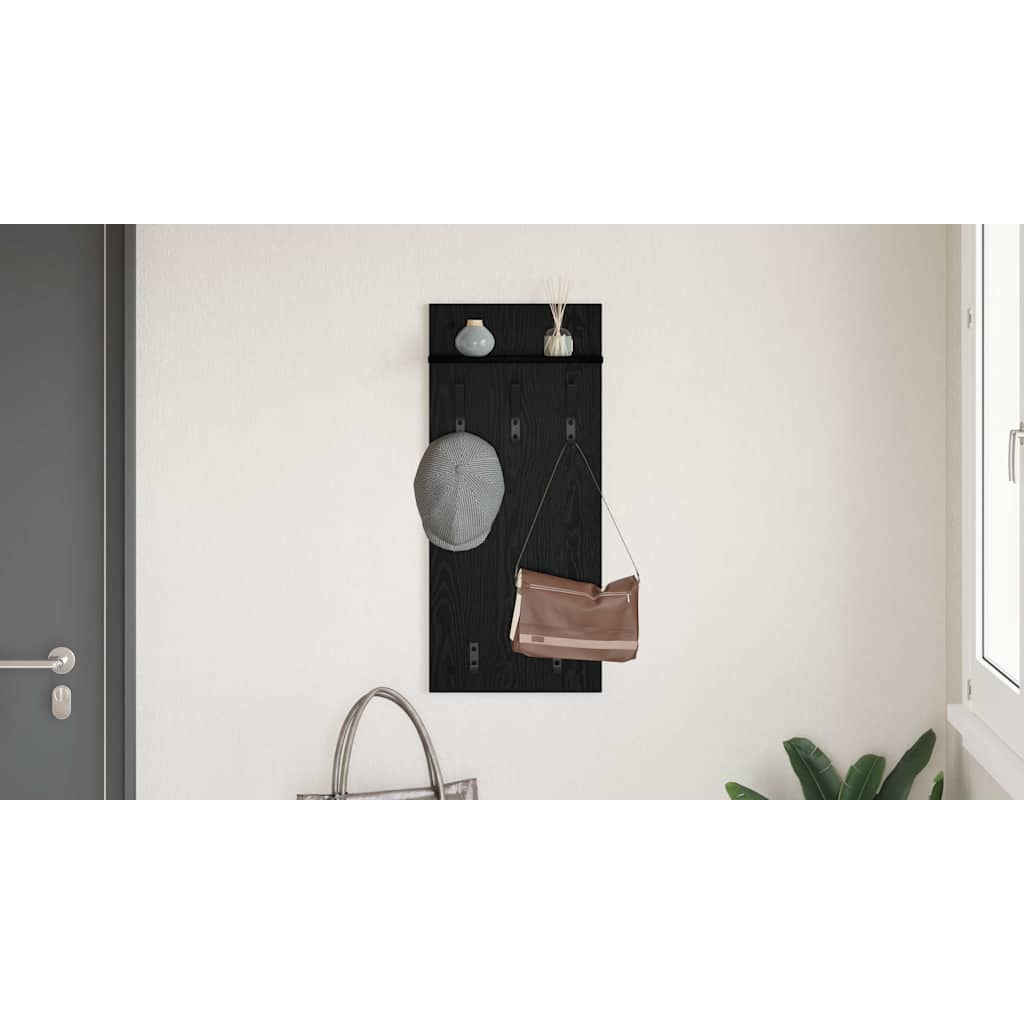 Wall-Mounted Coat Rack with Shelf Black Oak 40 x 10 x 90 cm