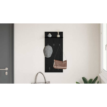 Wall-Mounted Coat Rack with Shelf Black Oak 40 x 10 x 90 cm