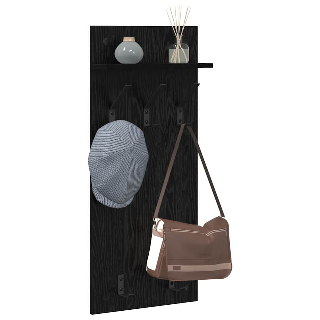 Wall-Mounted Coat Rack Wall-Mounted Black Oak 40 x 10 x 90 cm