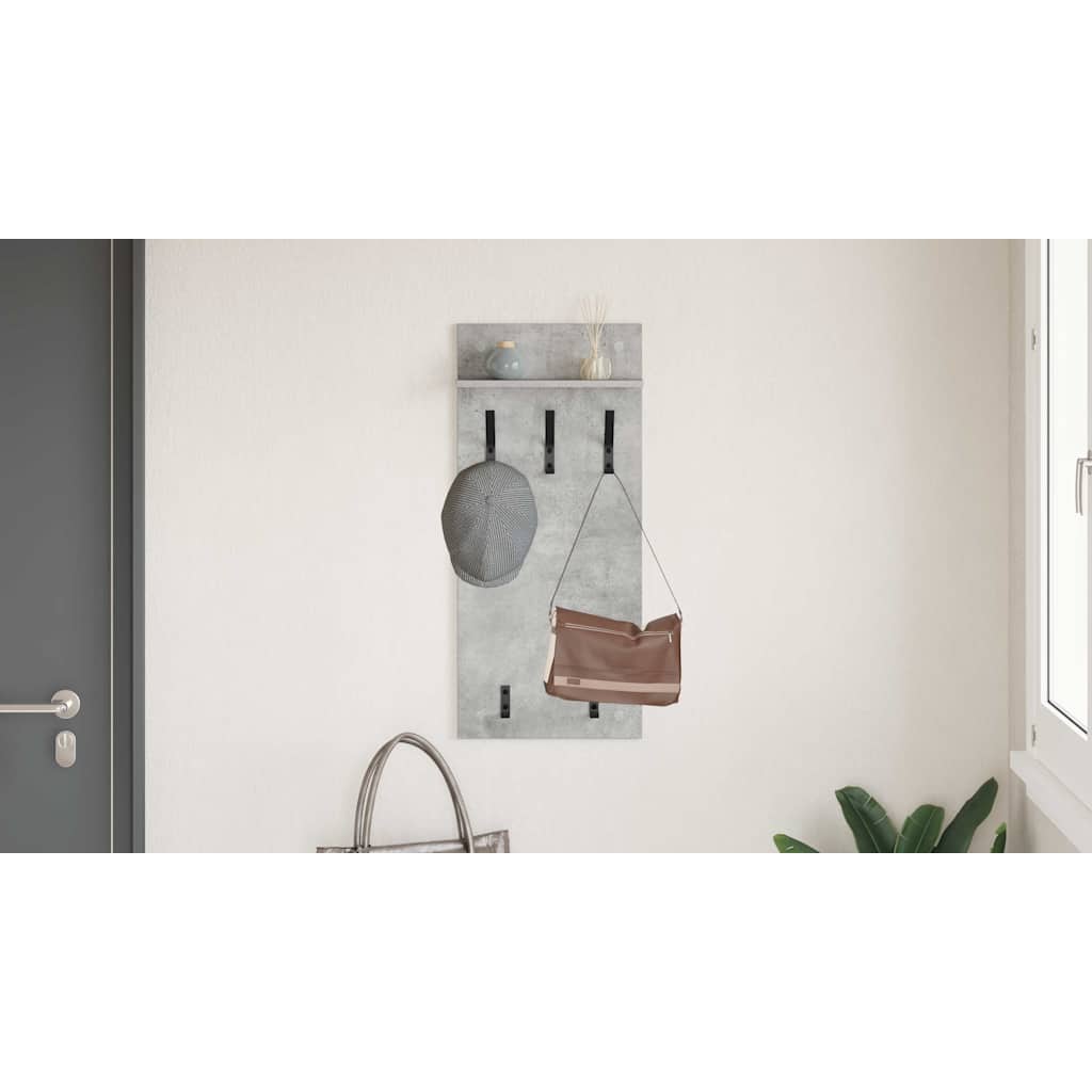 Wall-Mounted Coat Rack with Shelf Concrete Grey 40 x 10 x 90 cm