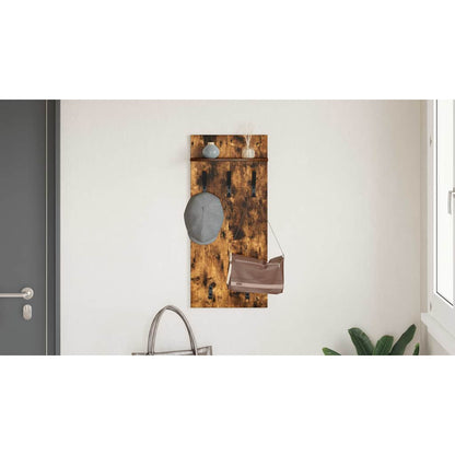Wall-Mounted Coat Rack with Shelf Smoked Oak 40 x 10 x 90 cm