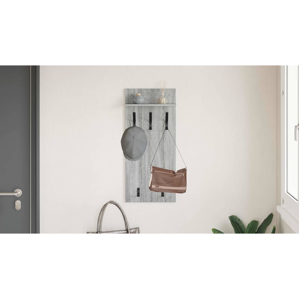 Wall-Mounted Coat Rack with Shelf Grey Sonoma 40 x 10 x 90 cm