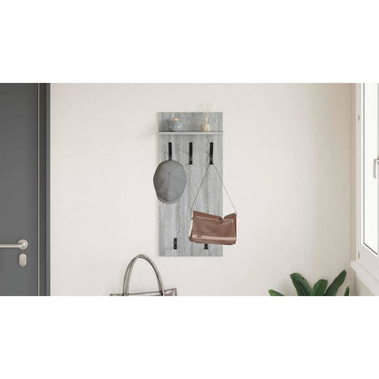 Wall-Mounted Coat Rack with Shelf Grey Sonoma 40 x 10 x 90 cm