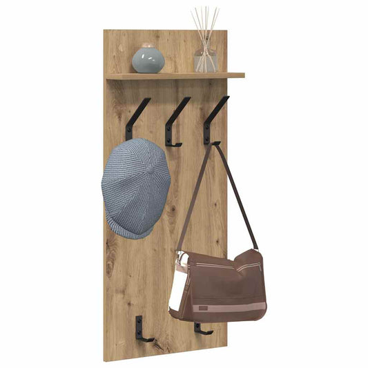 Wall-Mounted Coat Rack with Shelf Artisan Oak 40 x 10 x 90 cm