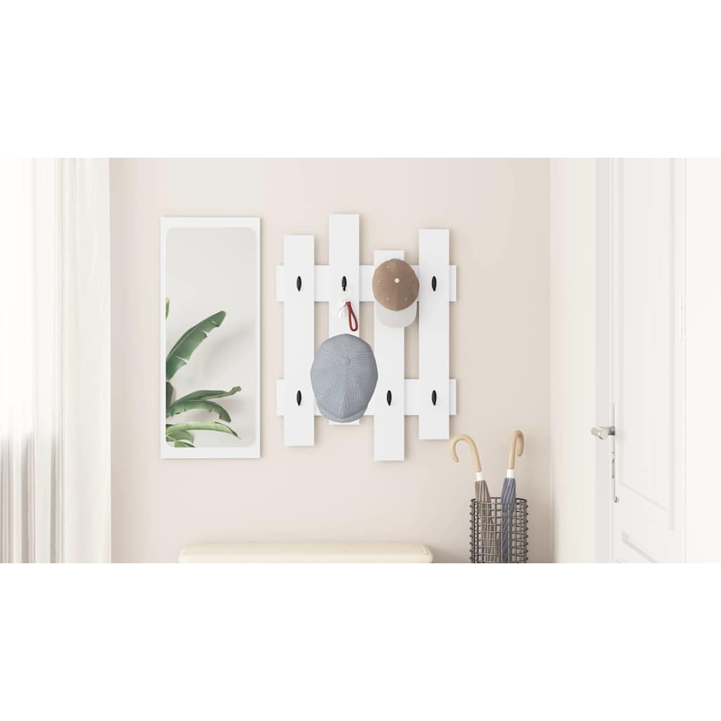 Wall-Mounted Coat Rack White 60 x 3 x 82 cm Engineered wood