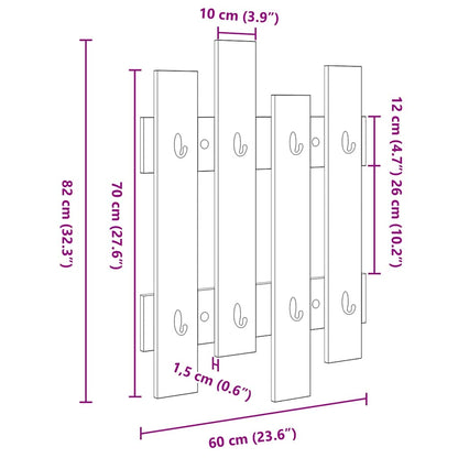 Wall-Mounted Coat Rack Wall-Mounted White 60 x 3 x 82 cm