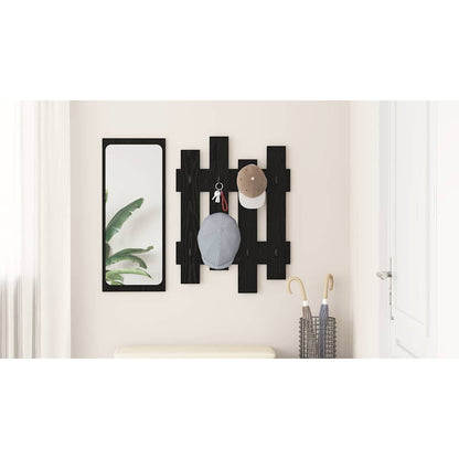 Wall-Mounted Coat Rack Black Oak 60 x 3 x 82 cm Engineered wood