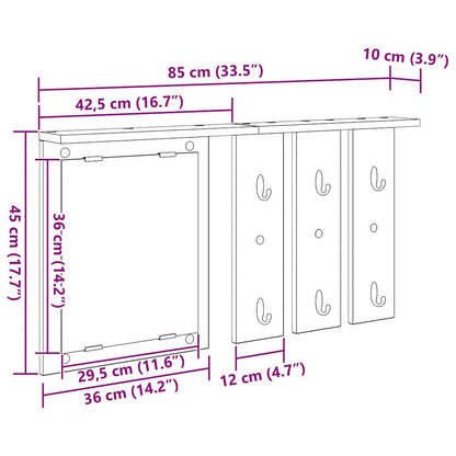 Wall-Mounted Coat Rack White 85 x 10 x 45 cm Engineered wood