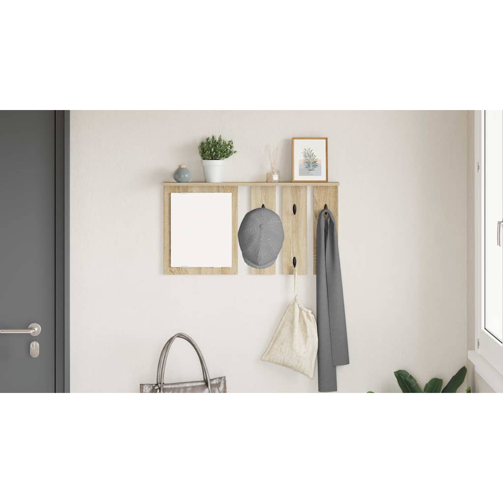 Wall-Mounted Coat Rack with Shelf Sonoma oak 85 x 10 x 45 cm