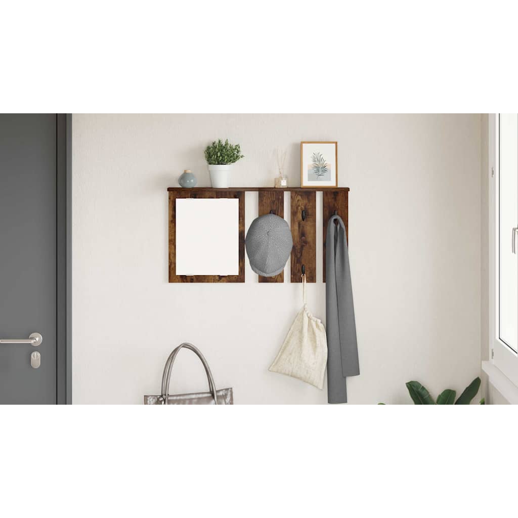 Wall-Mounted Coat Rack with Shelf Smoked oak 85 x 10 x 45 cm