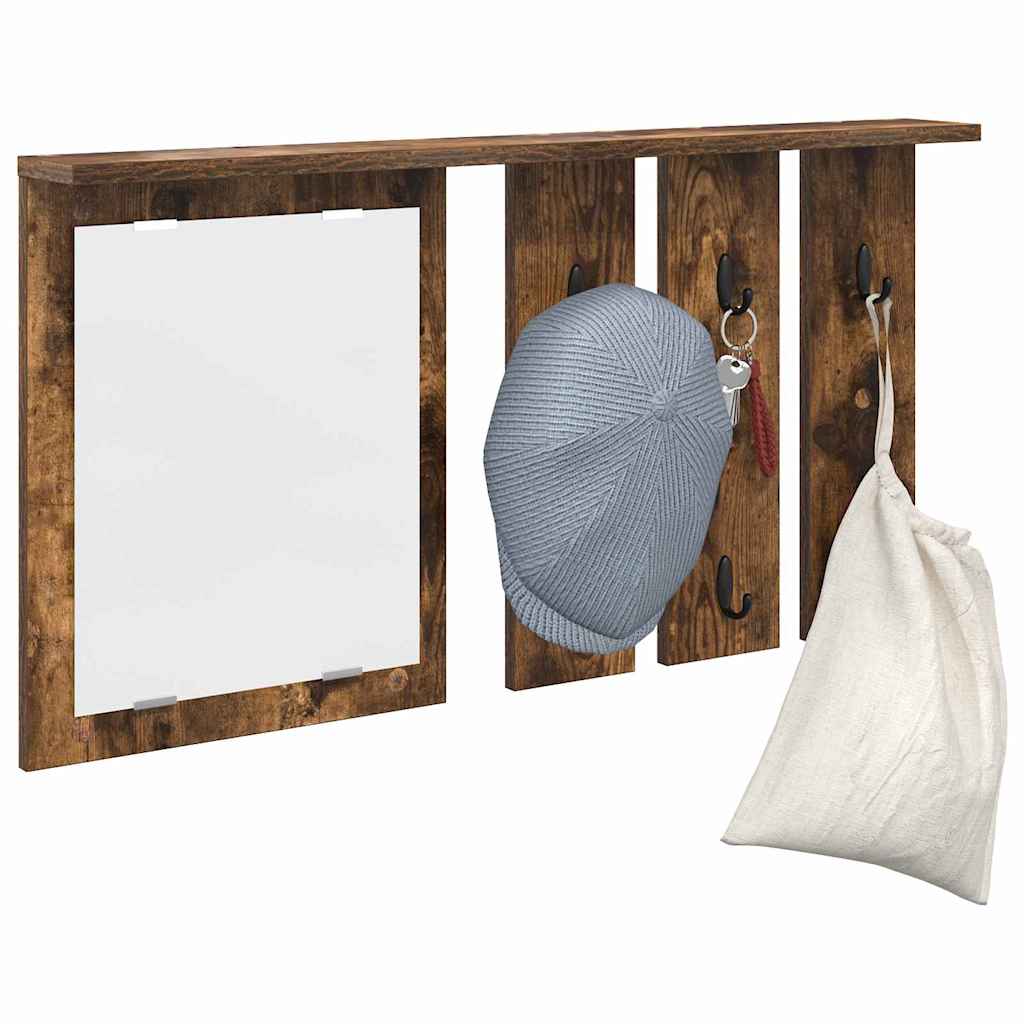 Wall-Mounted Coat Rack with Shelf Smoked oak 85 x 10 x 45 cm