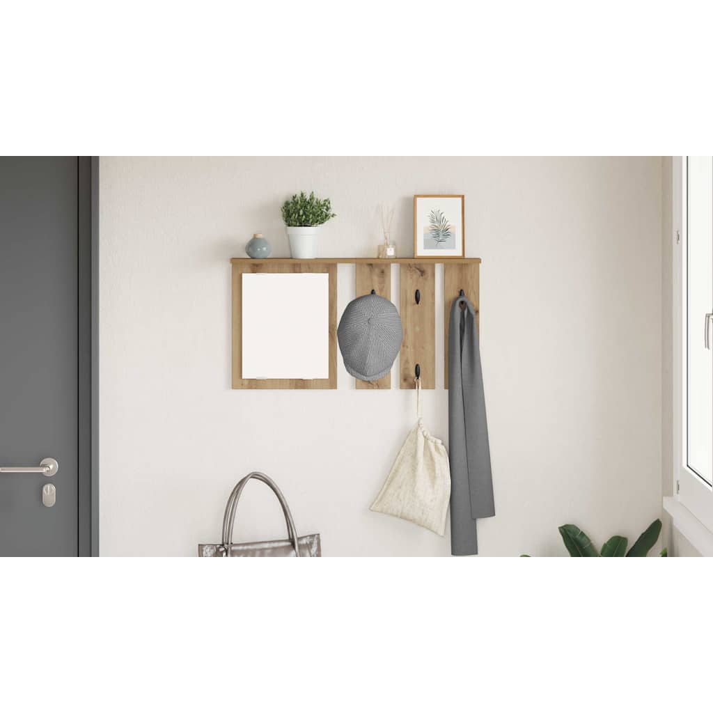 Wall-Mounted Coat Rack with Shelf Artisan oak 85 x 10 x 45 cm