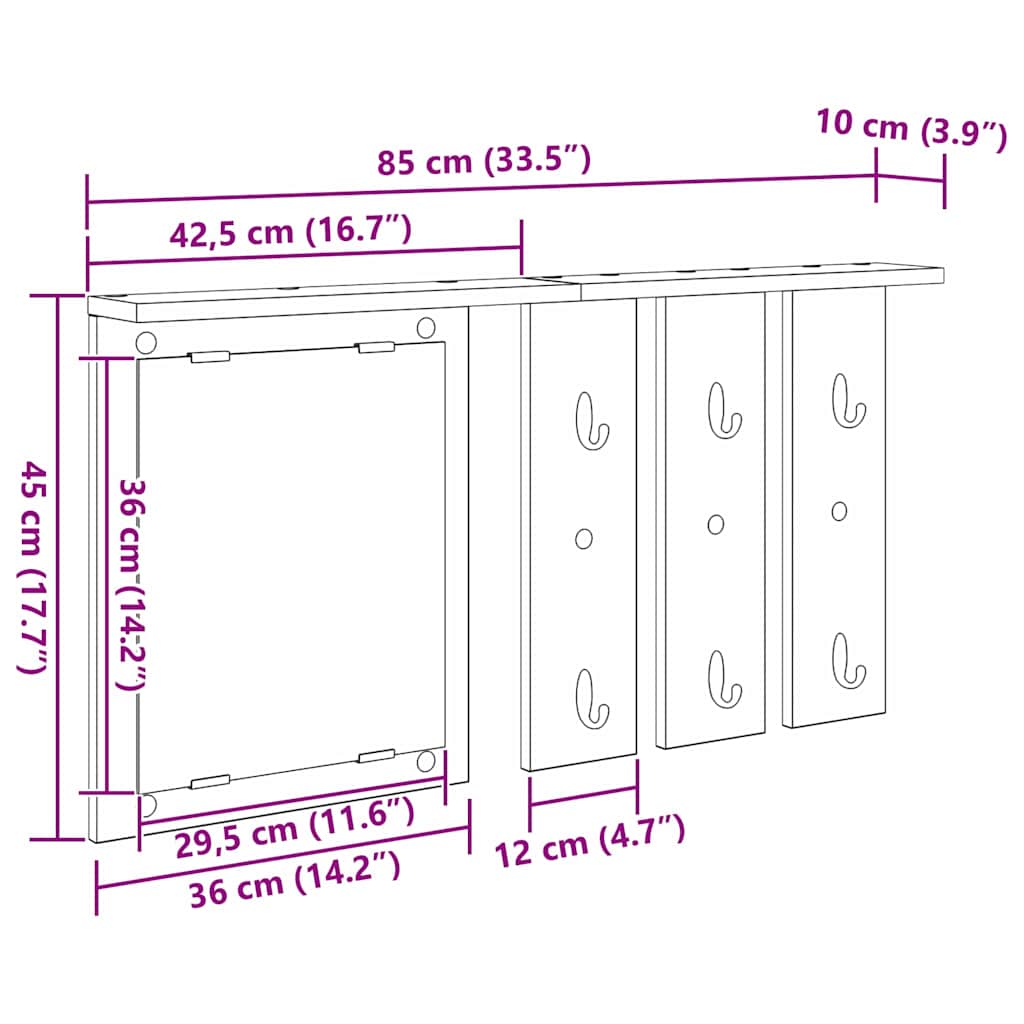 Wall-Mounted Coat Rack with Shelf Artisan oak 85 x 10 x 45 cm