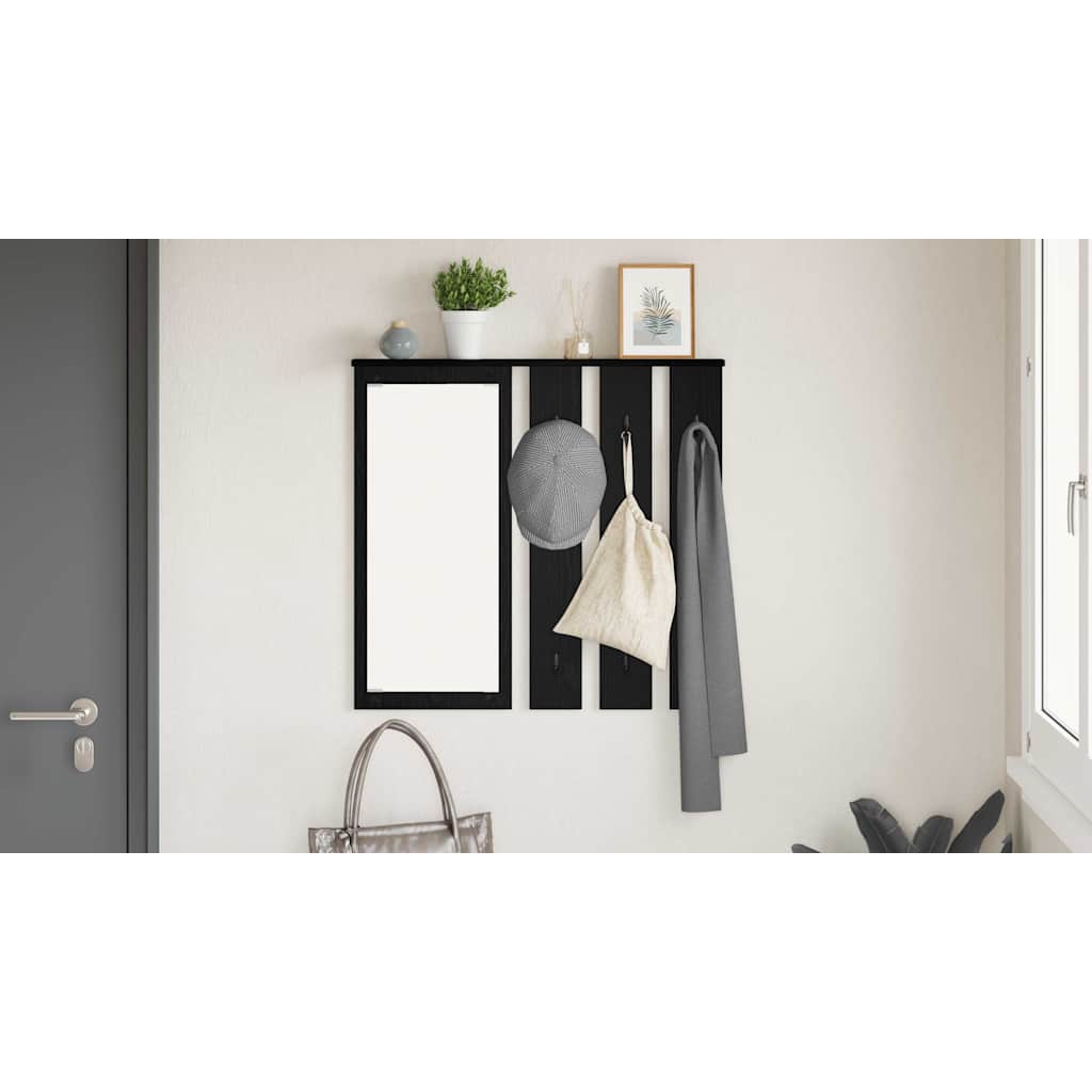 Wall-Mounted Coat Rack with Shelf Black oak 84 x 10 x 80 cm