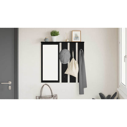 Wall-Mounted Coat Rack with Shelf Black oak 84 x 10 x 80 cm