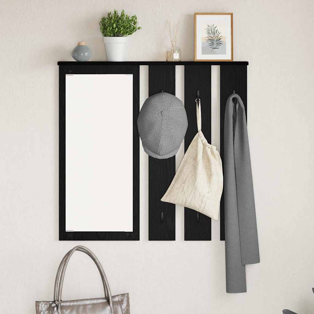 Wall-Mounted Coat Rack with Shelf Black oak 84 x 10 x 80 cm
