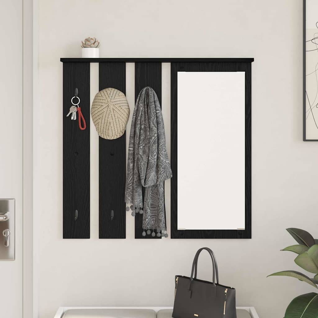 Wall-Mounted Coat Rack with Shelf Black oak 84 x 10 x 80 cm