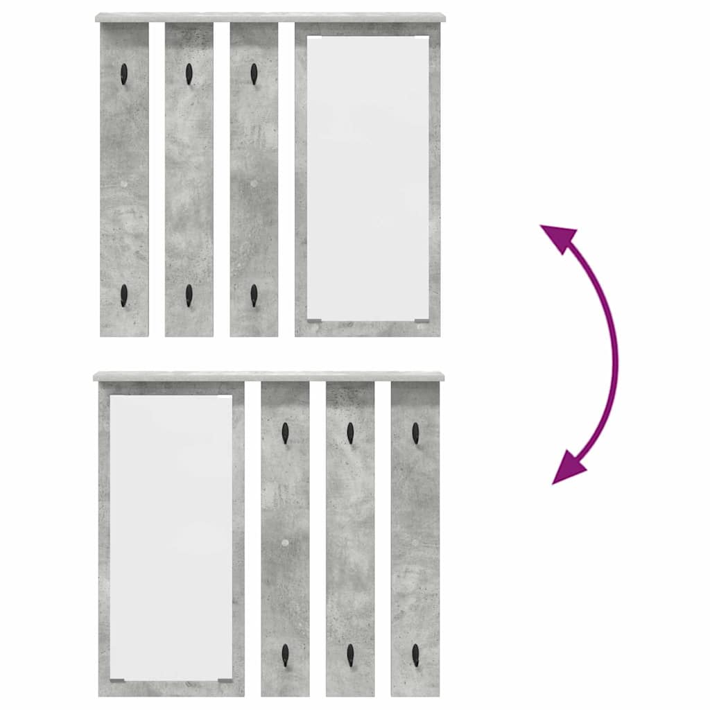 Wall-Mounted Coat Rack with Shelf Concrete grey 84 x 10 x 80 cm