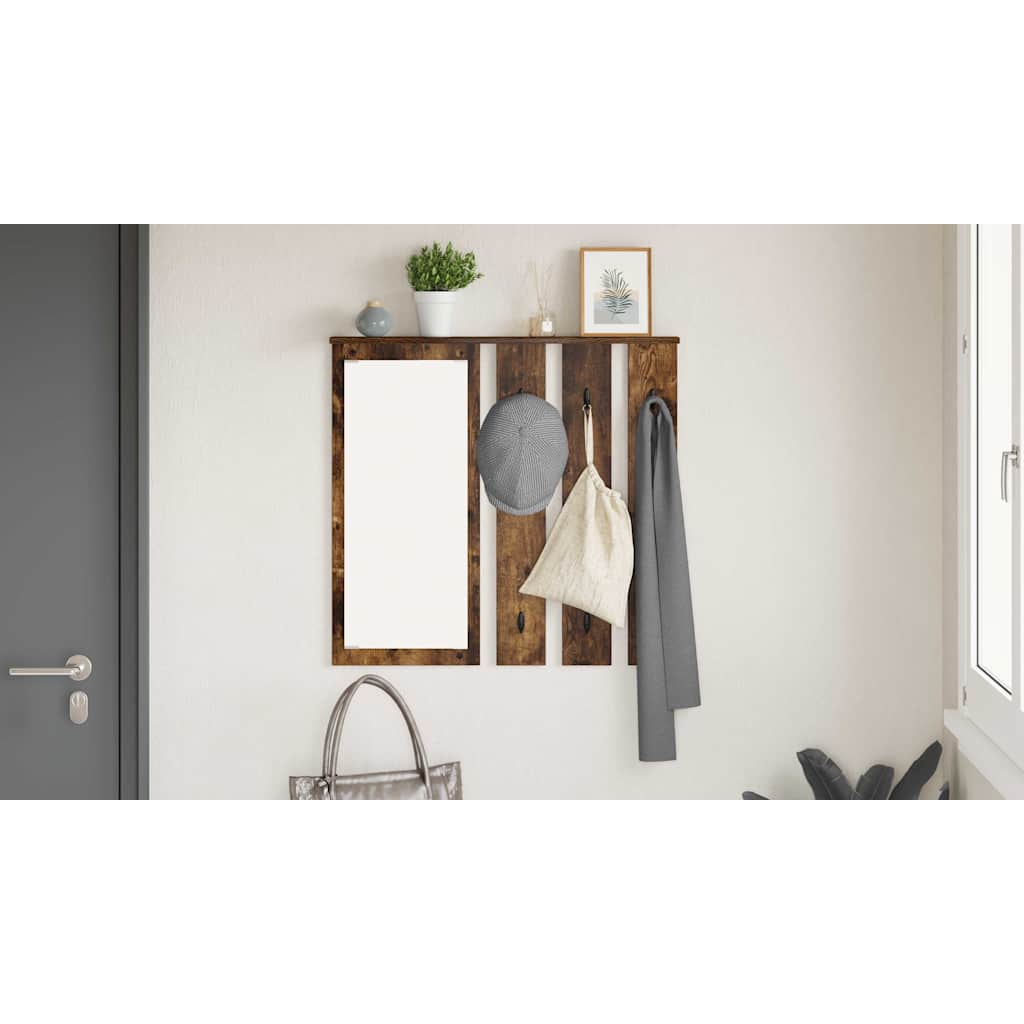 Wall-Mounted Coat Rack with Shelf Smoked oak 84 x 10 x 80 cm