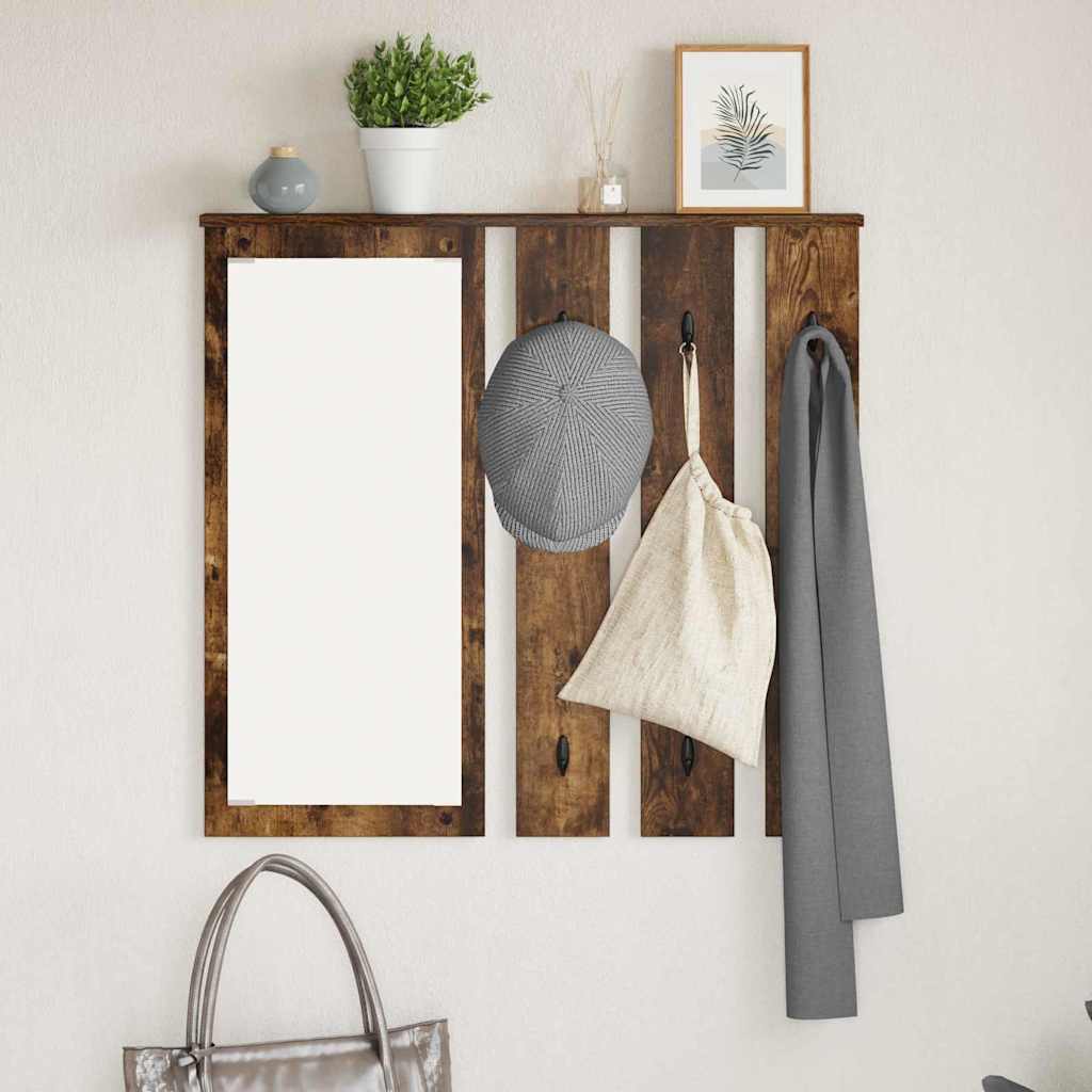 Wall-Mounted Coat Rack with Shelf Smoked oak 84 x 10 x 80 cm