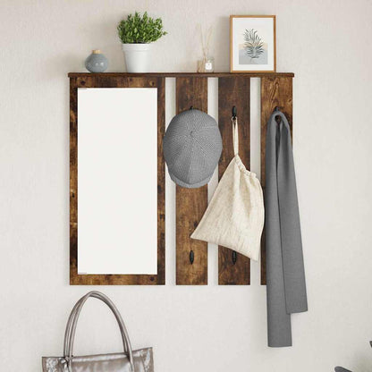 Wall-Mounted Coat Rack with Shelf Smoked oak 84 x 10 x 80 cm