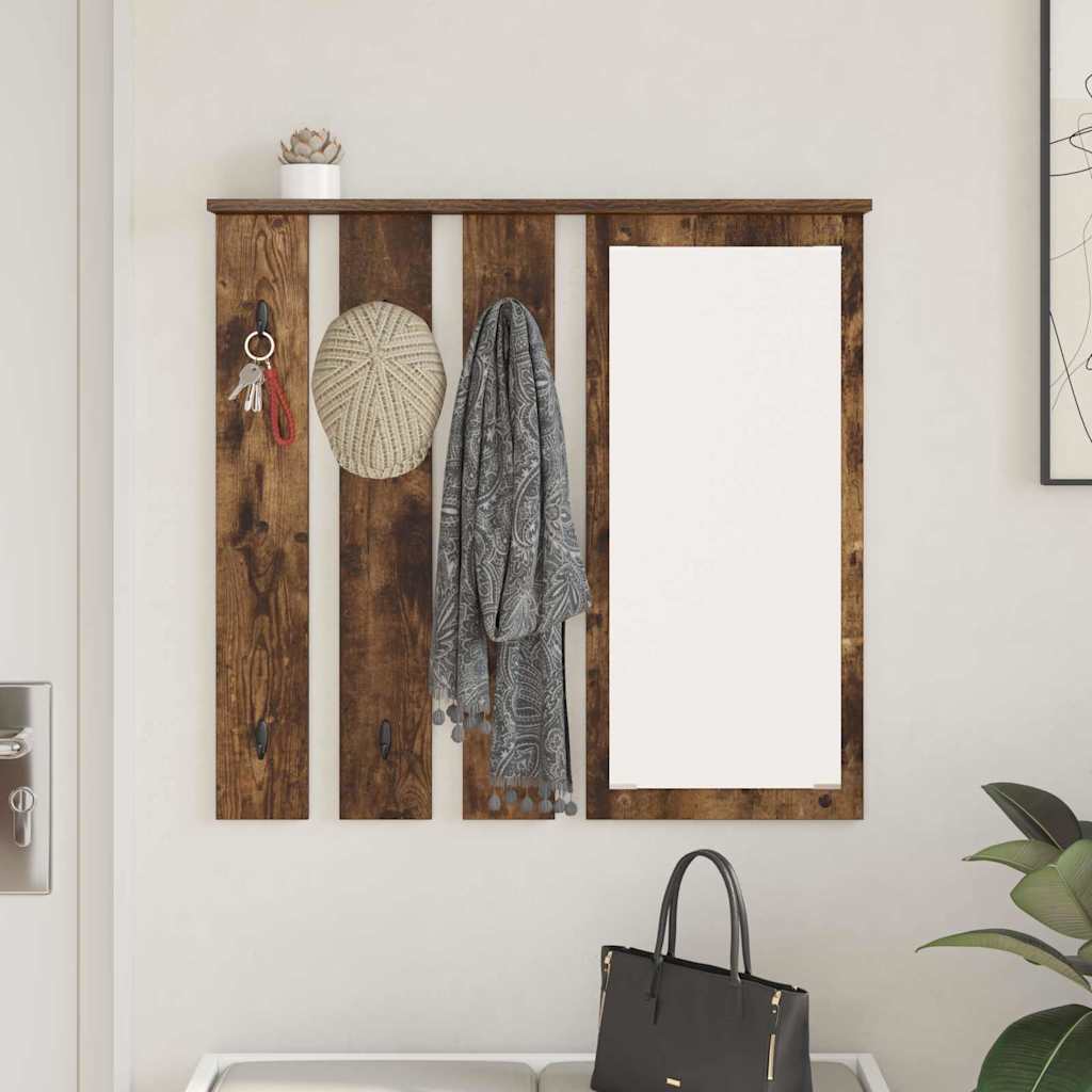 Wall-Mounted Coat Rack with Shelf Smoked oak 84 x 10 x 80 cm