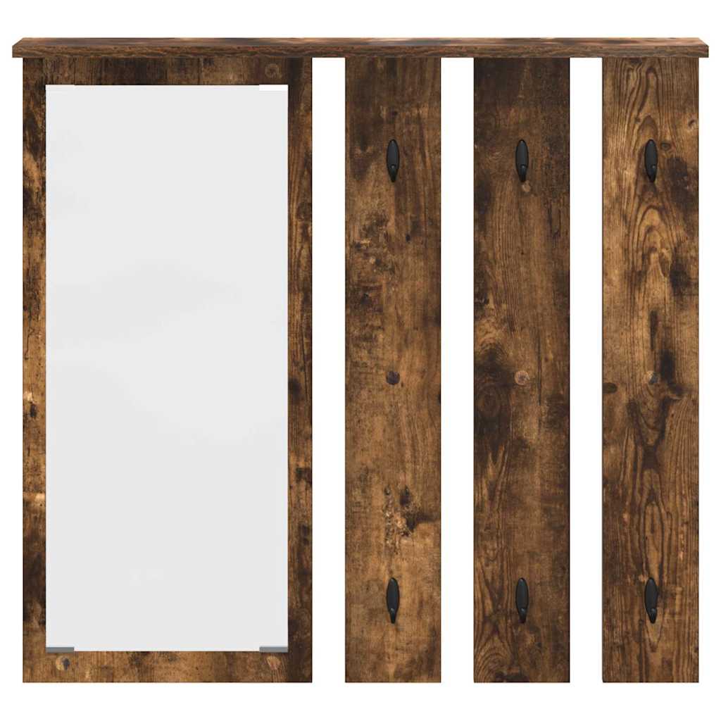Wall-Mounted Coat Rack with Shelf Smoked oak 84 x 10 x 80 cm