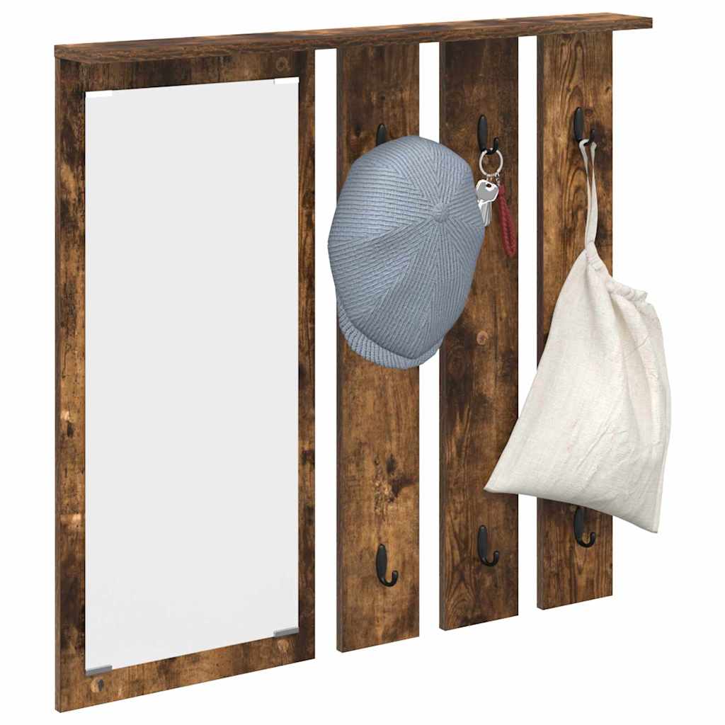 Wall-Mounted Coat Rack with Shelf Smoked oak 84 x 10 x 80 cm
