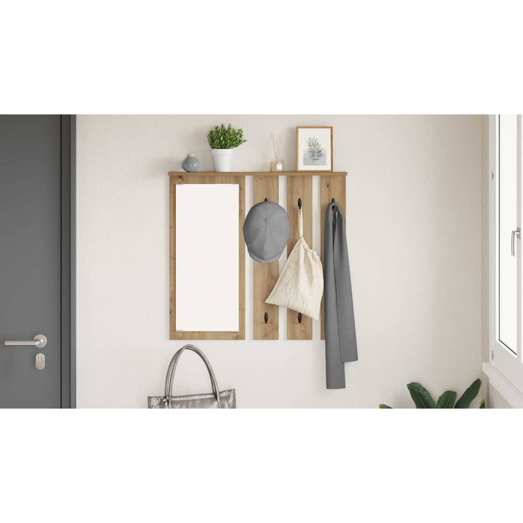 Wall-Mounted Coat Rack with Shelf Artisan oak 84 x 10 x 80 cm