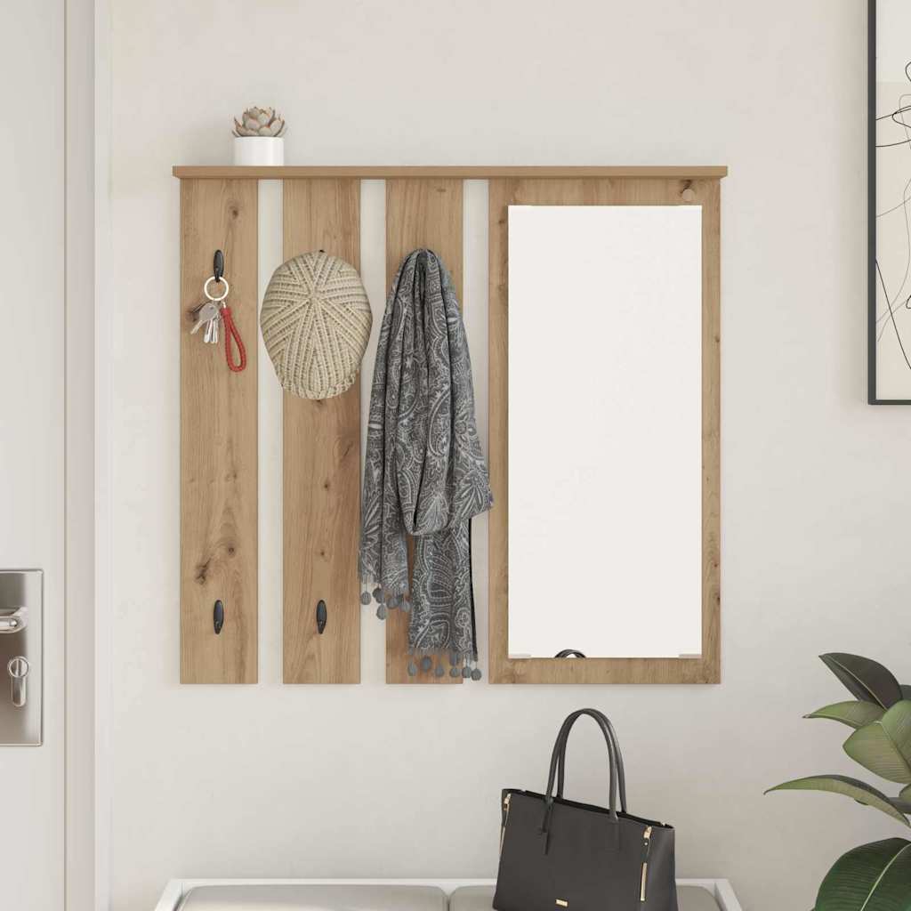 Wall-Mounted Coat Rack with Shelf Artisan oak 84 x 10 x 80 cm
