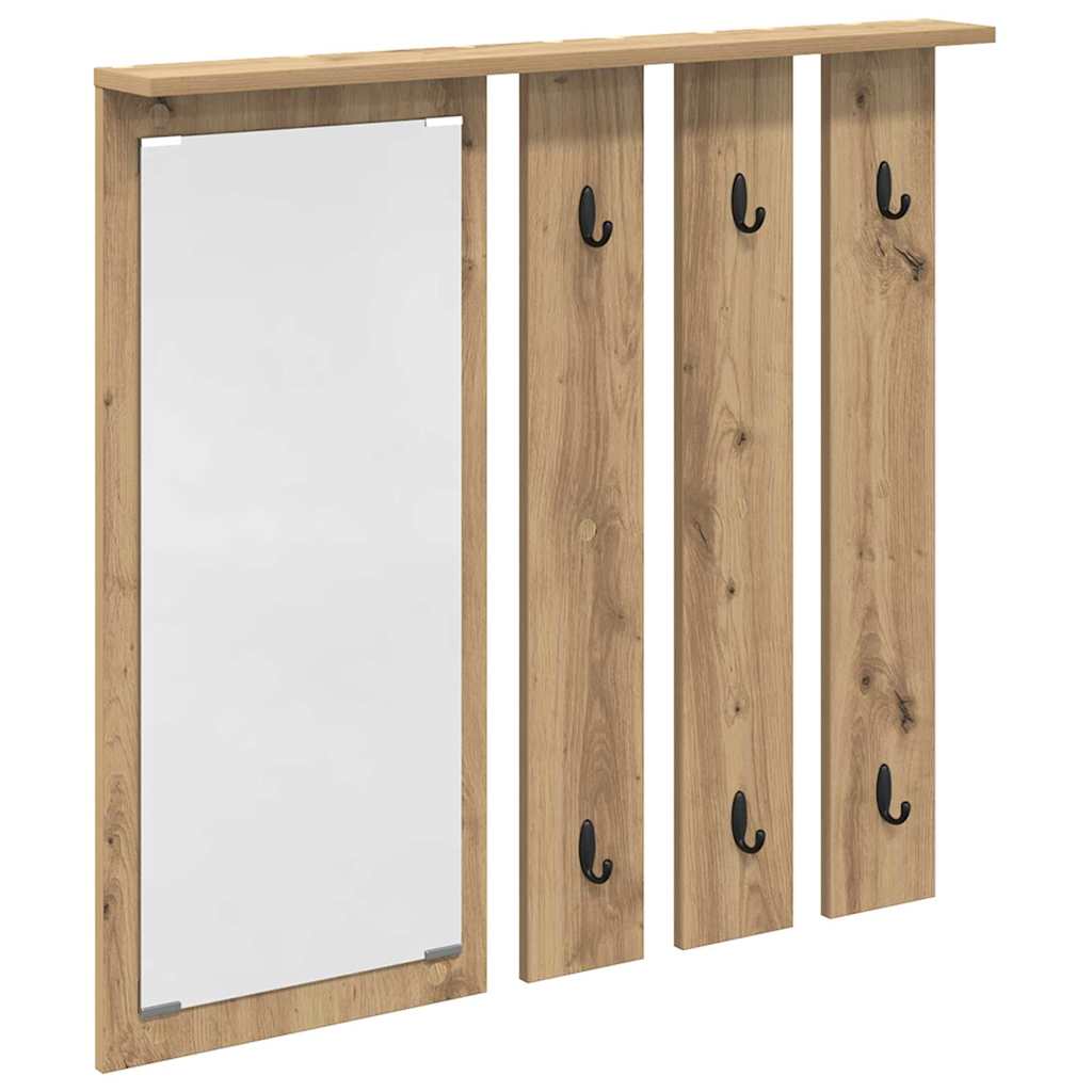 Wall-Mounted Coat Rack with Shelf Artisan oak 84 x 10 x 80 cm