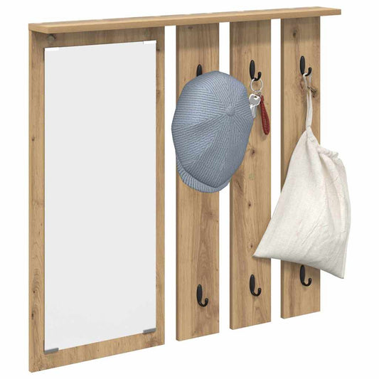 Wall-Mounted Coat Rack with Shelf Artisan oak 84 x 10 x 80 cm