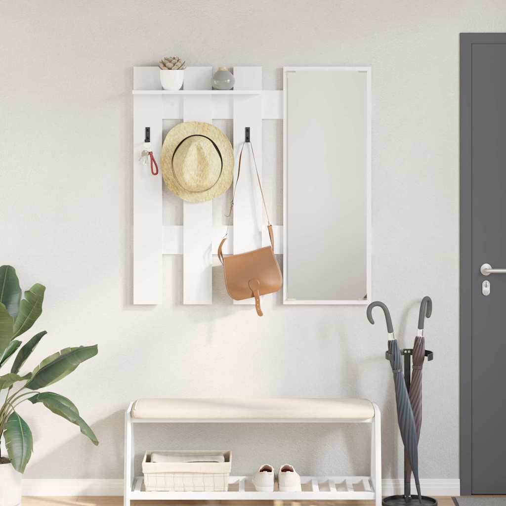 Wall-Mounted Coat Rack White 100 x 10 x 100 cm Engineered wood