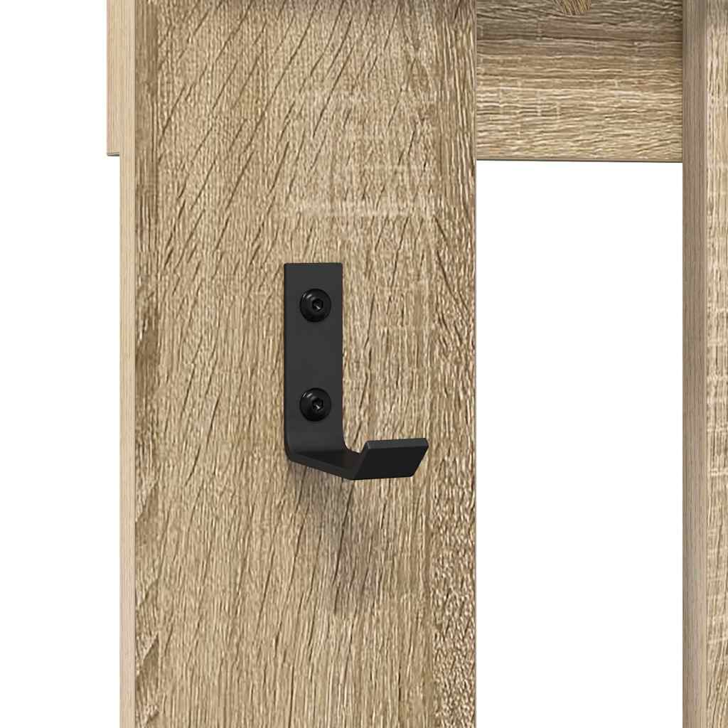 Wall-Mounted Coat Rack with Mirror Sonoma Oak 100 x 10 x 100 cm