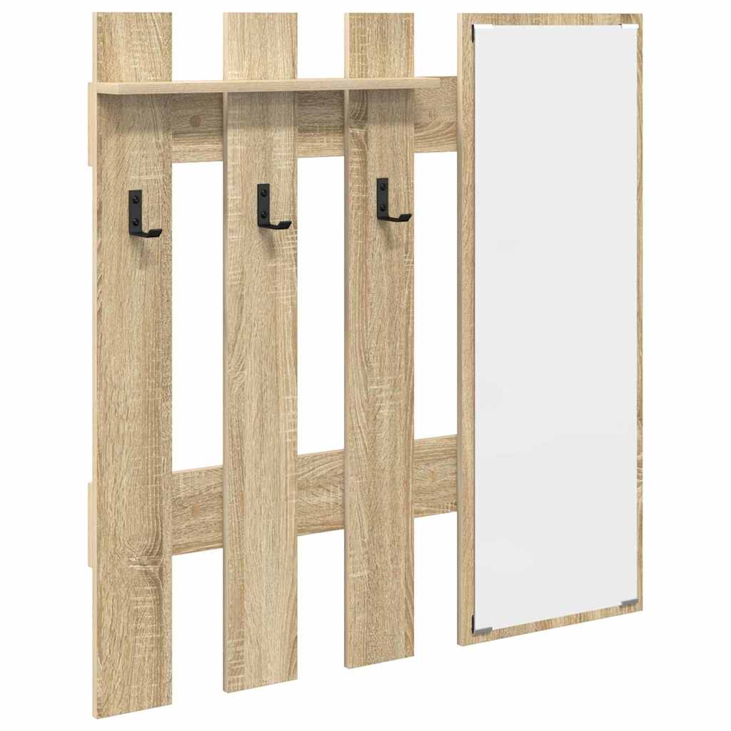 Wall-Mounted Coat Rack with Mirror Sonoma Oak 100 x 10 x 100 cm