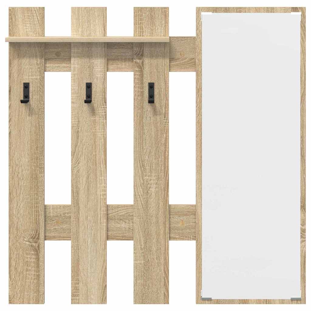 Wall-Mounted Coat Rack with Mirror Sonoma Oak 100 x 10 x 100 cm