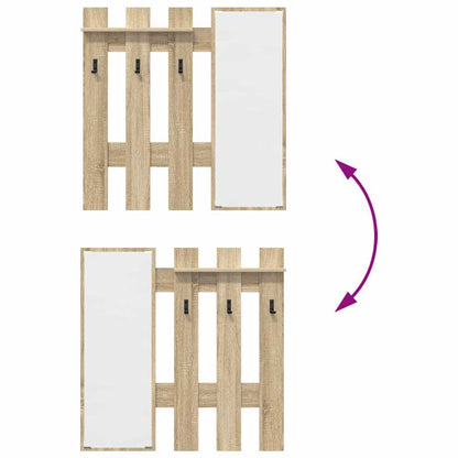 Wall-Mounted Coat Rack with Mirror Sonoma Oak 100 x 10 x 100 cm