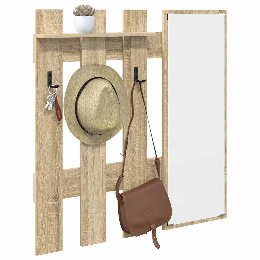 Wall-Mounted Coat Rack with Mirror Sonoma Oak 100 x 10 x 100 cm