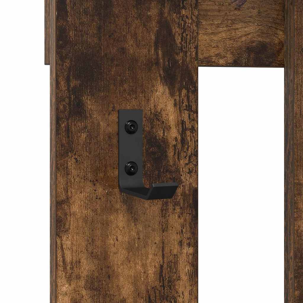 Wall-Mounted Coat Rack with Mirror Smoked Oak 100 x 10 x 100 cm
