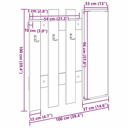 Wall-Mounted Coat Rack Wall-mounted Old Wood 100 x 10 x 100 cm