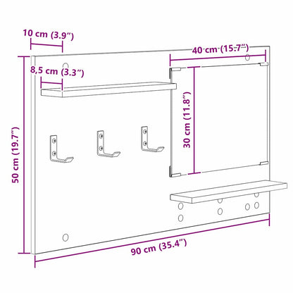 Wall-Mounted Coat Rack White 90 x 10 x 50 cm Engineered wood