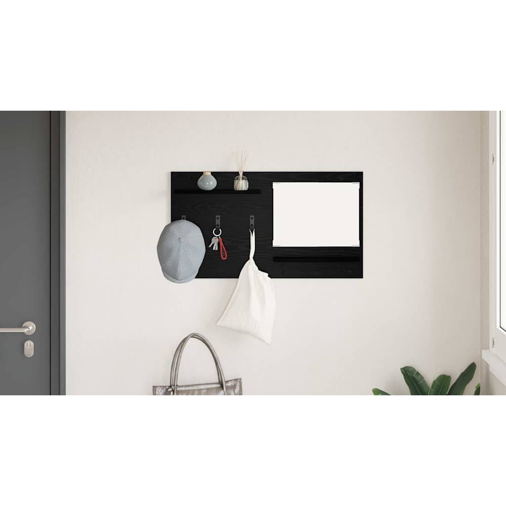 Wall-Mounted Coat Rack with Shelf Black Oak 90 x 10 x 50 cm
