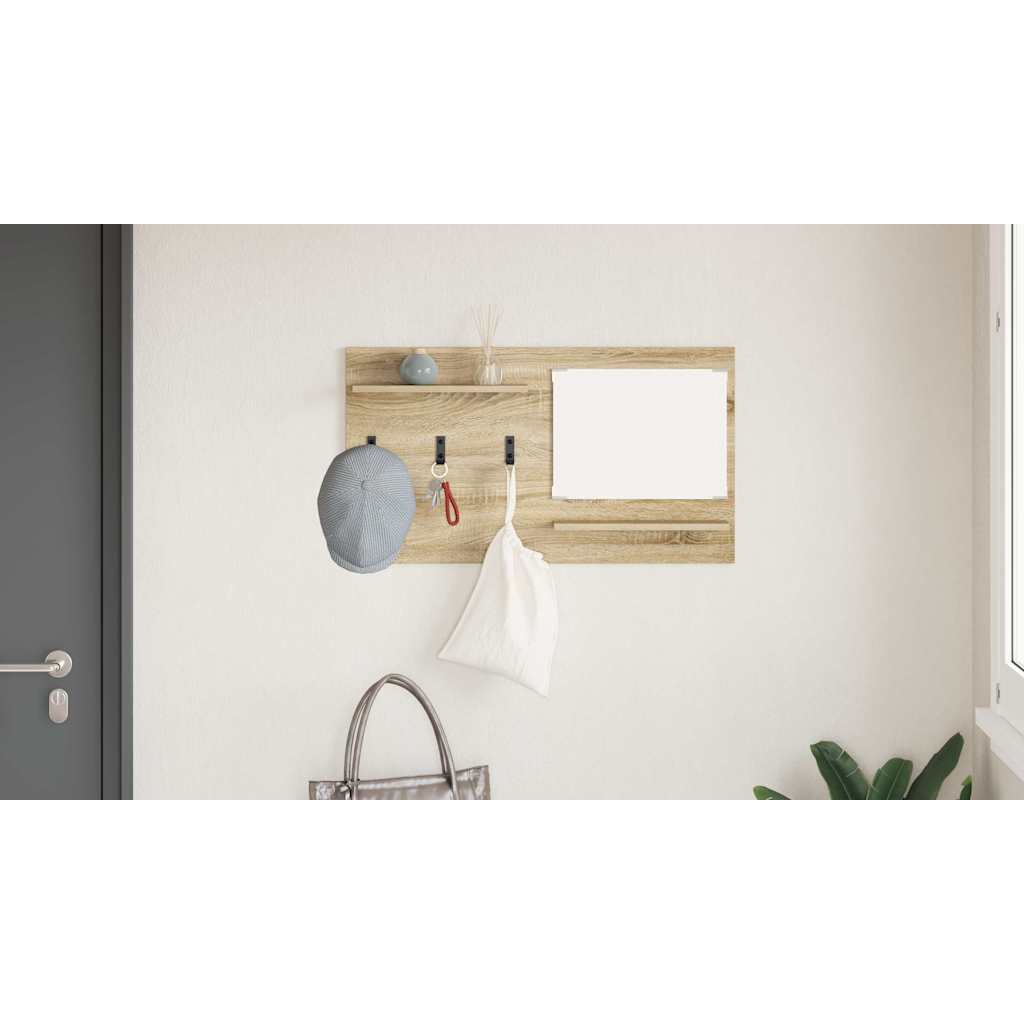 Wall-Mounted Coat Rack with Shelf Sonoma Oak 90 x 10 x 50 cm