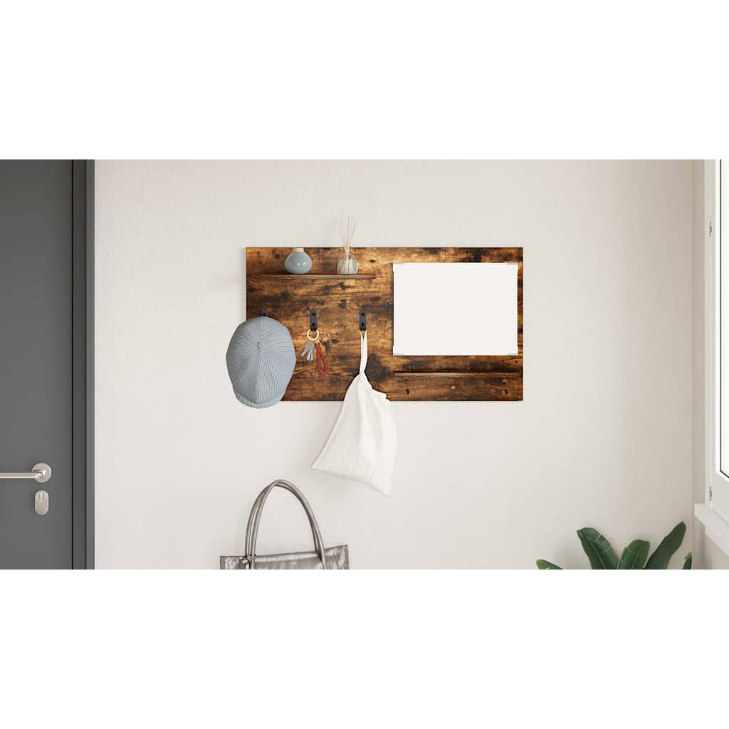 Wall-Mounted Coat Rack with Shelf Smoked Oak 90 x 10 x 50 cm