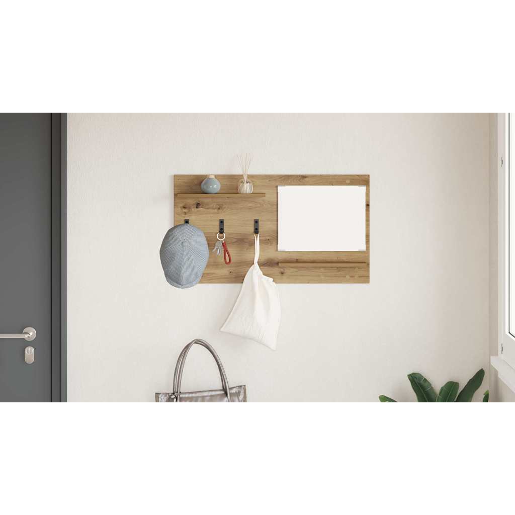 Wall-Mounted Coat Rack with Shelf Artisan Oak 90 x 10 x 50 cm