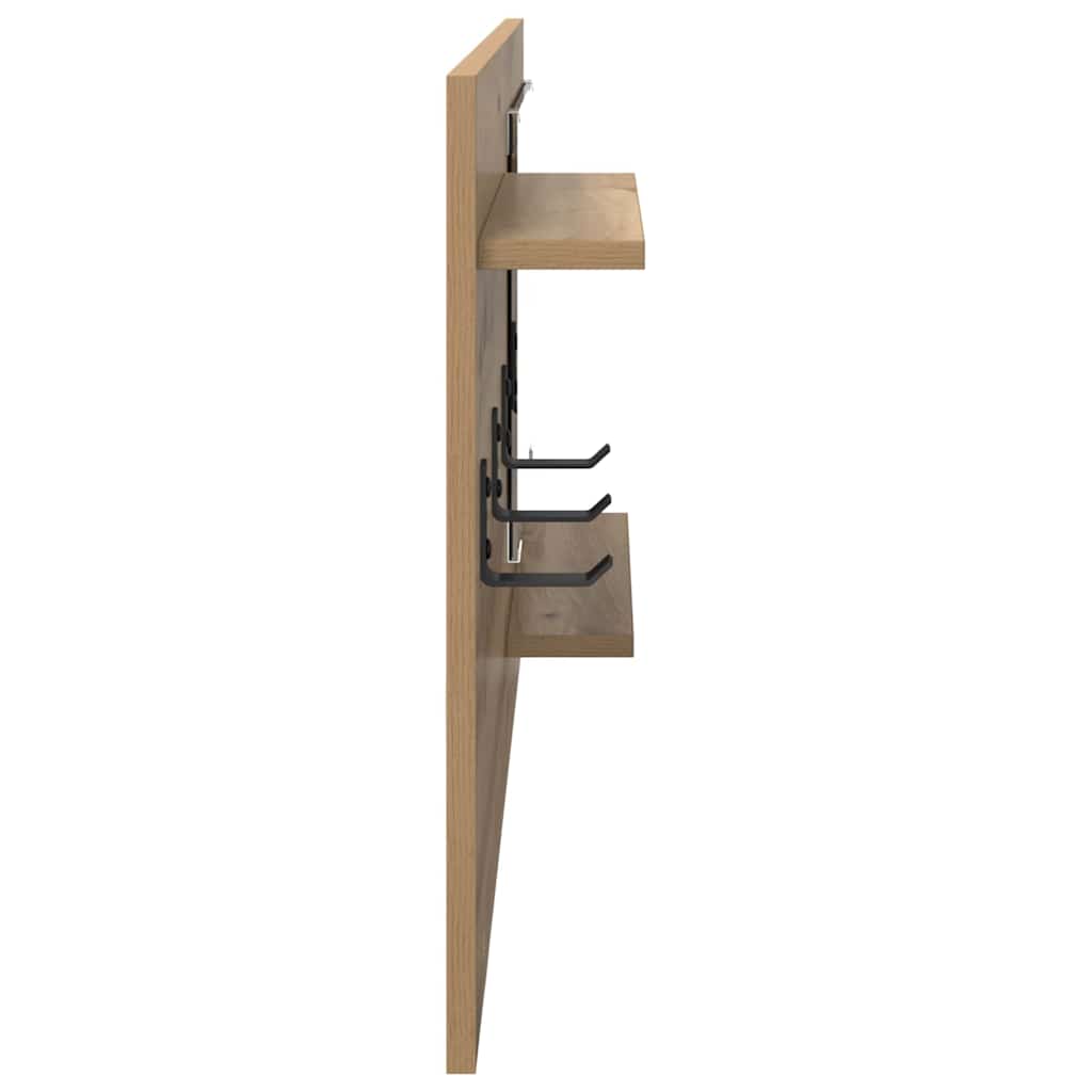 Wall-Mounted Coat Rack with Shelf Artisan Oak 90 x 10 x 50 cm